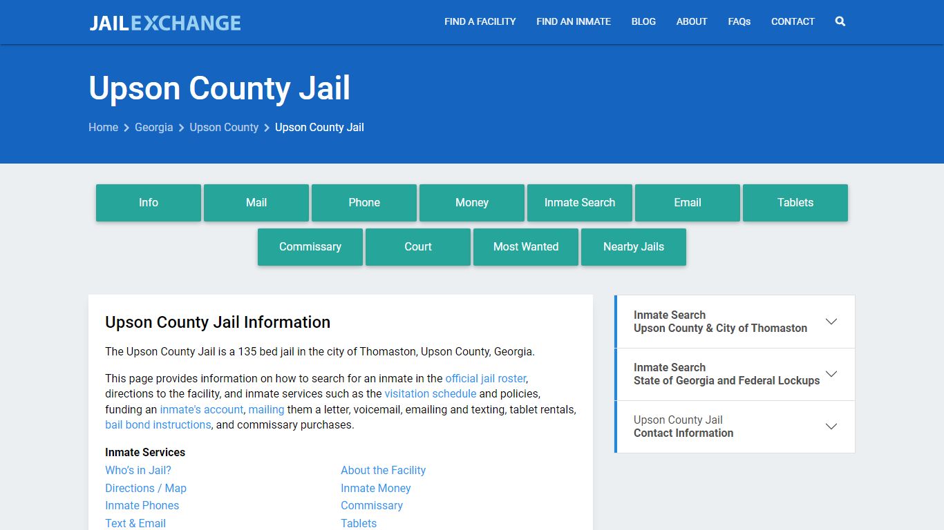 Upson County Jail, GA Inmate Search, Information