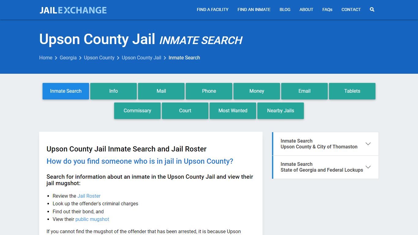 Inmate Search: Roster & Mugshots - Upson County Jail, GA